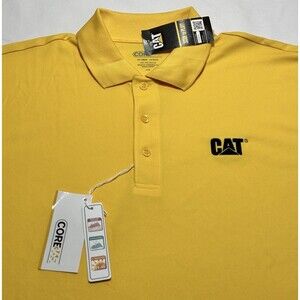 CAT Caterpillar Polo Short Sleeve Shirt Core 365 Mens Size Large Yellow NWT READ